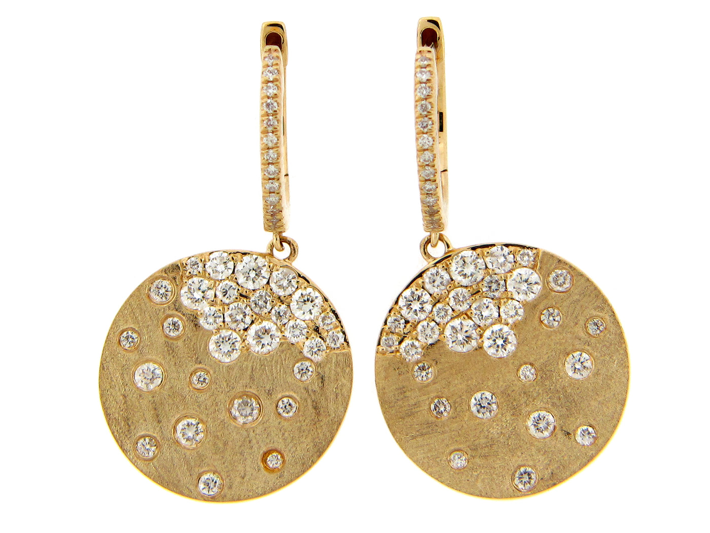14K Yellow Natural Diamond Huggie Earrings