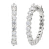 14K White Natural Diamond Hoop Earrings