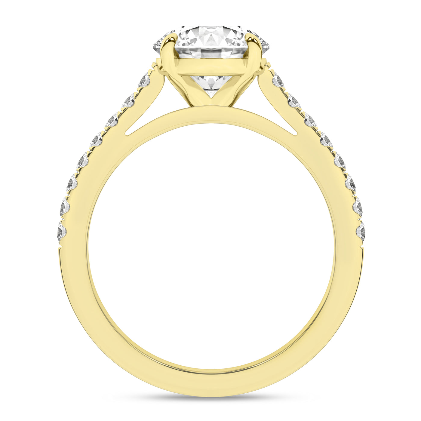 14K Yellow Round Brilliant Cut Lab Grown Diamond Solitaire Engagement Ring