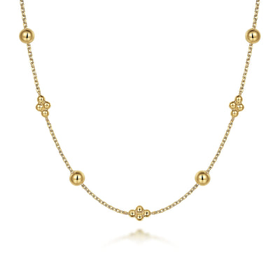 14K Yellow Station Necklace 17.5 inch