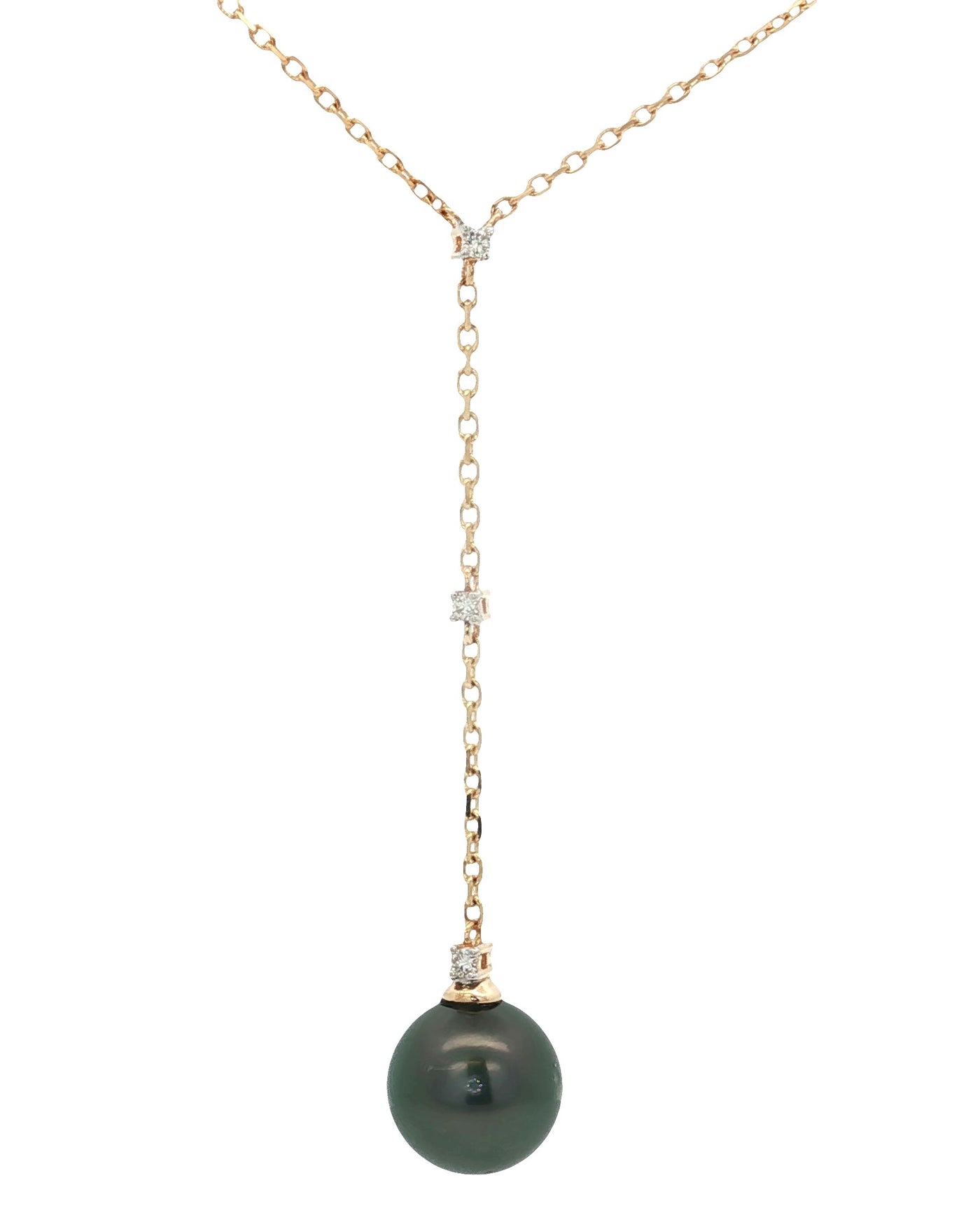 18 inch Tahitian Pearl and Natural Diamond Necklace
