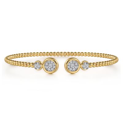 14K Yellow & White Natural Diamond Cuff Bracelet