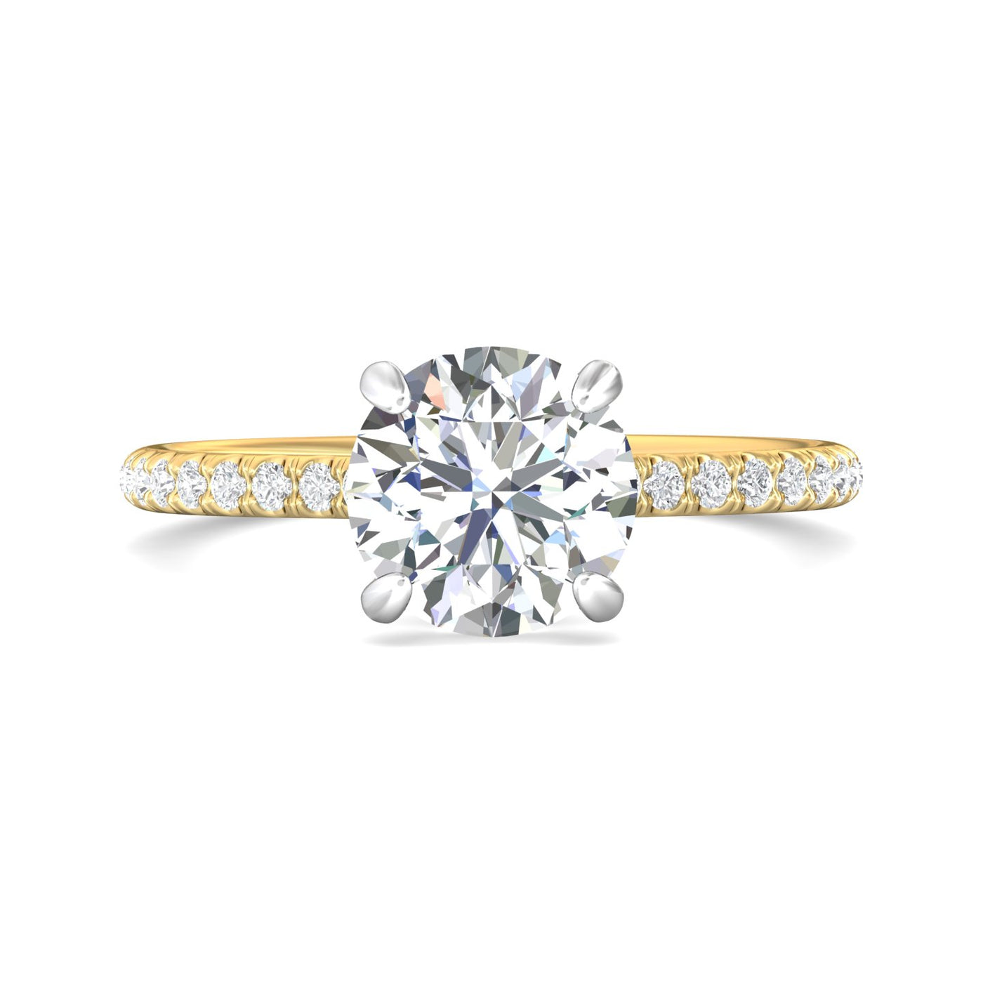 14K Yellow & White Natural Diamond Semi-Mount Ring that accomodates a 8.00 mm Center