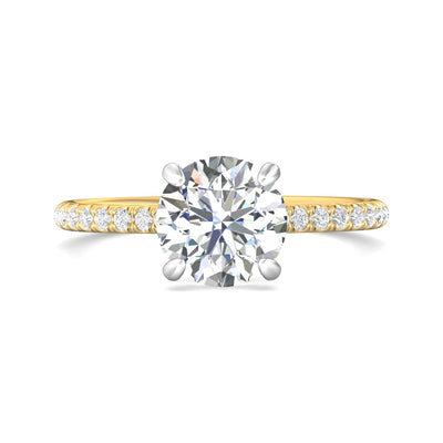 14K Yellow & White Natural Diamond Semi-Mount Ring that accomodates a 8.00 mm Center