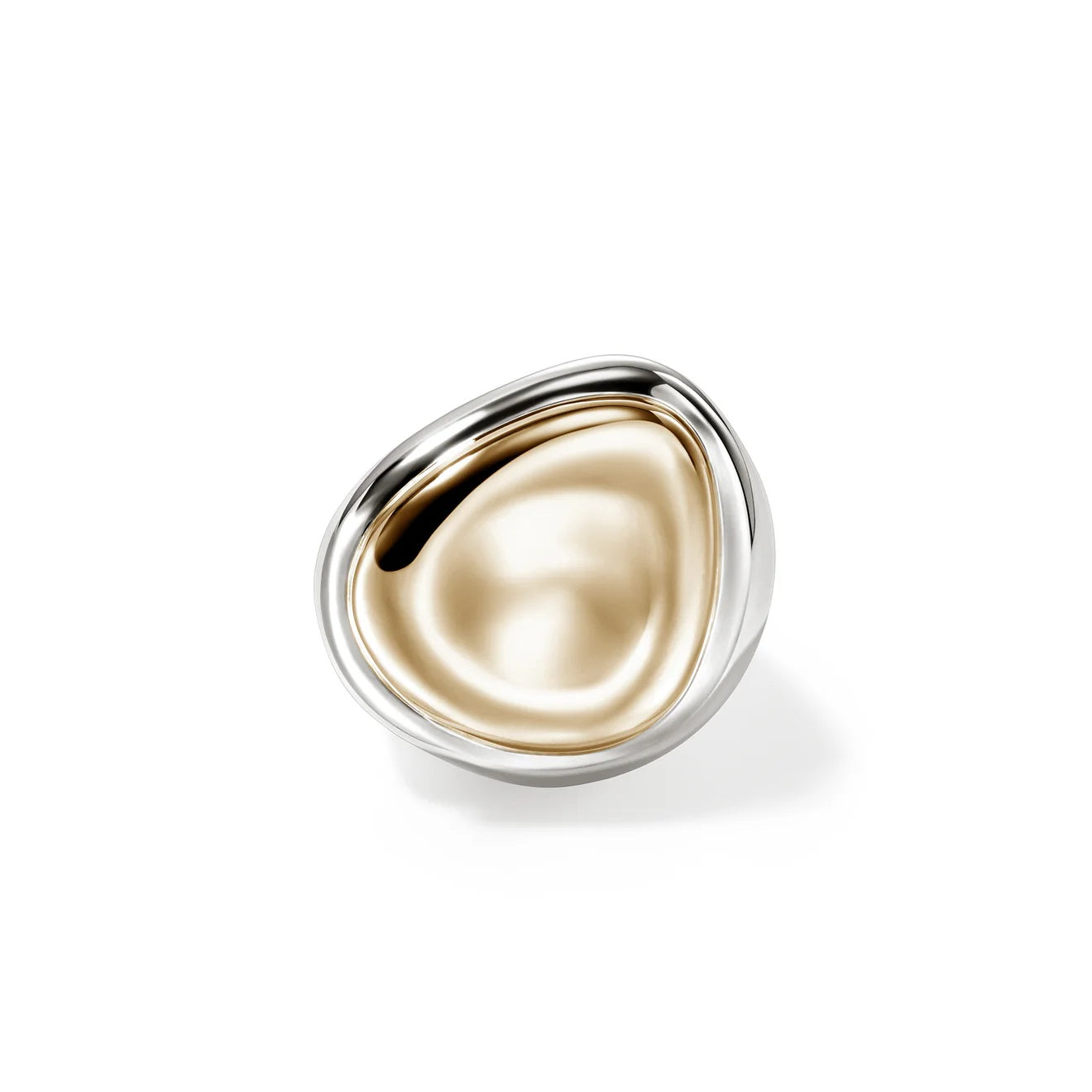 Sterling/14K Yellow & White Pebble Ring Size 8
