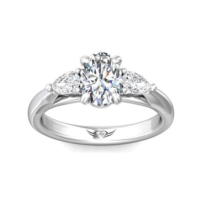 14K White Natural Diamond Semi-Mount Ring that accomodates a 8.00 x 6.00 Center