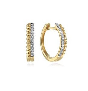14K Yellow Natural Diamond Huggie Earrings