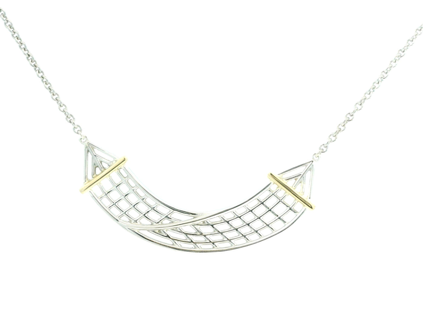 Sterling/14K White & Yellow Hammock Necklace