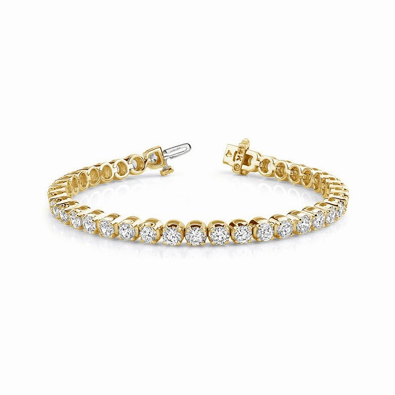 14K Yellow Natural Diamond Tennis Bracelet