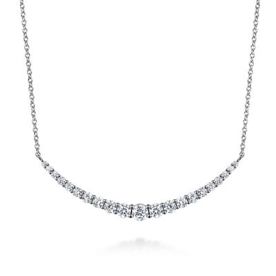 14K White Natural Diamond 17.5 inch Necklace
