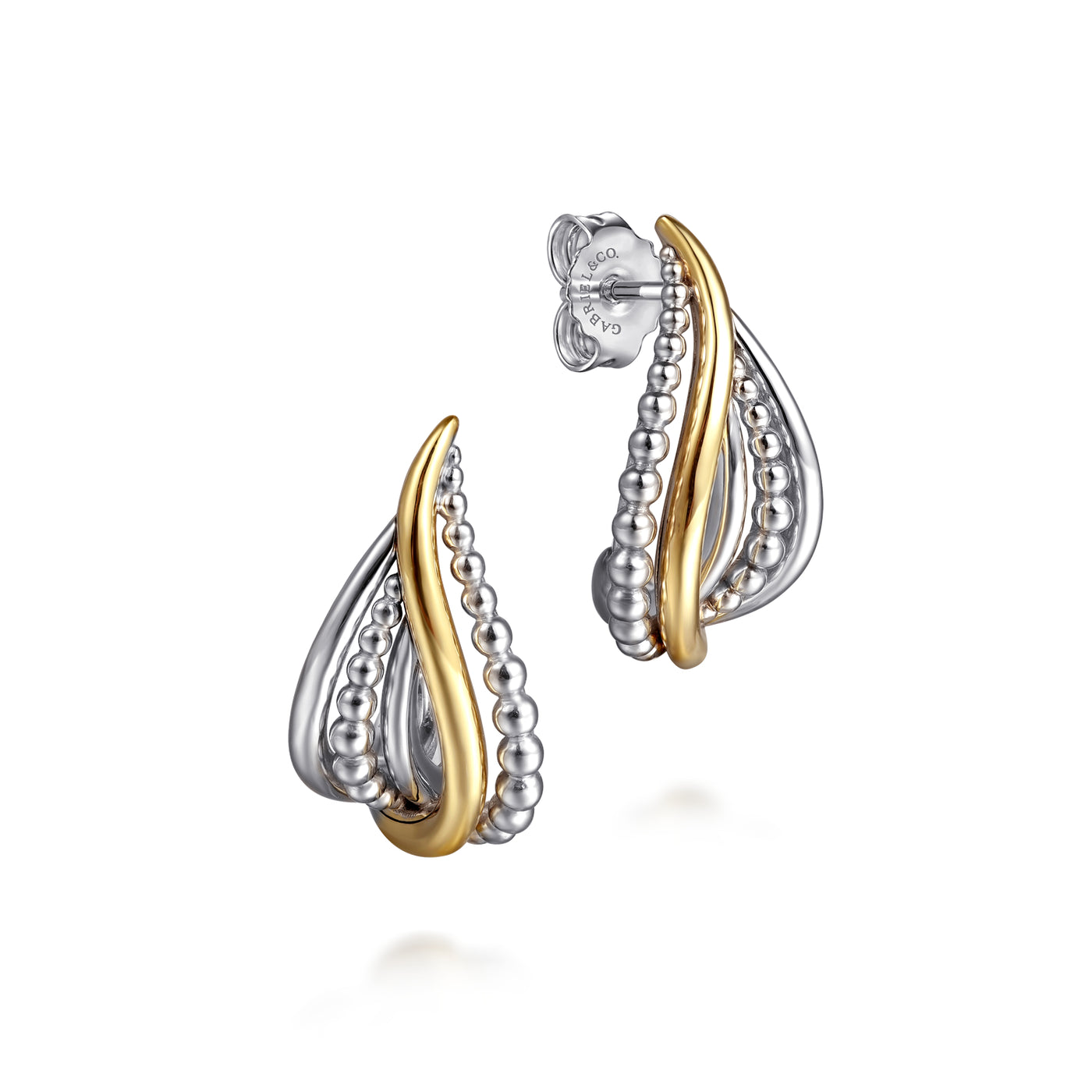 Sterling/14K Yellow J Hoop Earrings