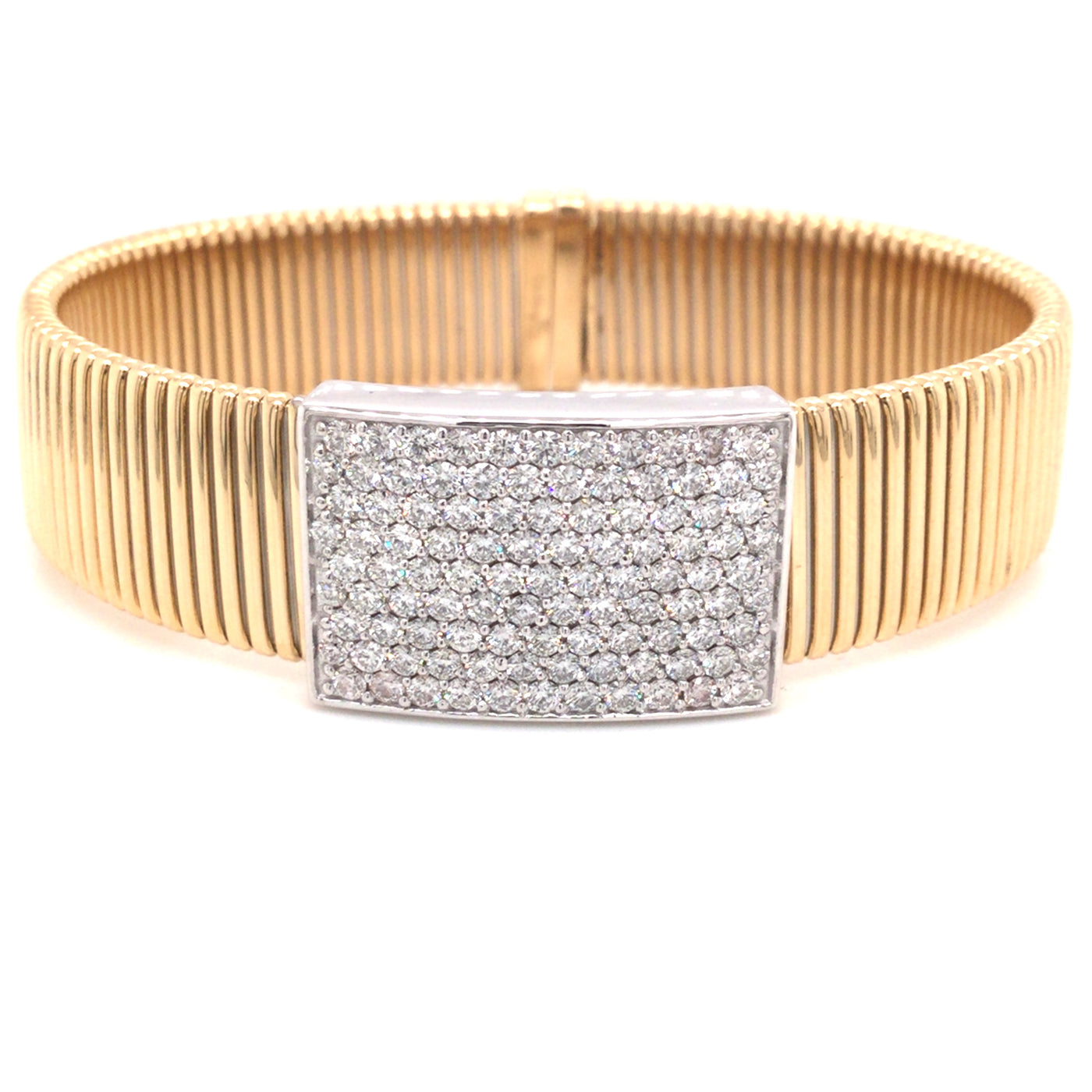 18K Yellow & White Natural Diamond Cuff Bracelet