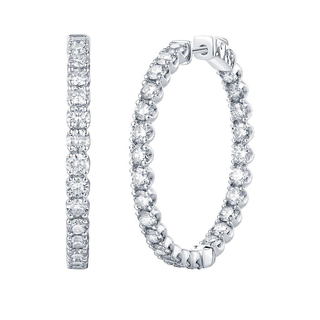 14K White Lab Grown Diamond Hoop Earrings