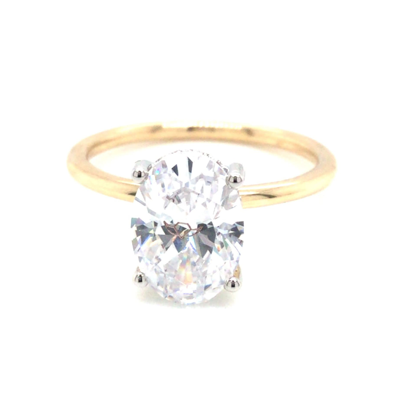 14K Yellow & White Natural Diamond Semi-Mount Ring that accomodates a 9X7 Oval Center