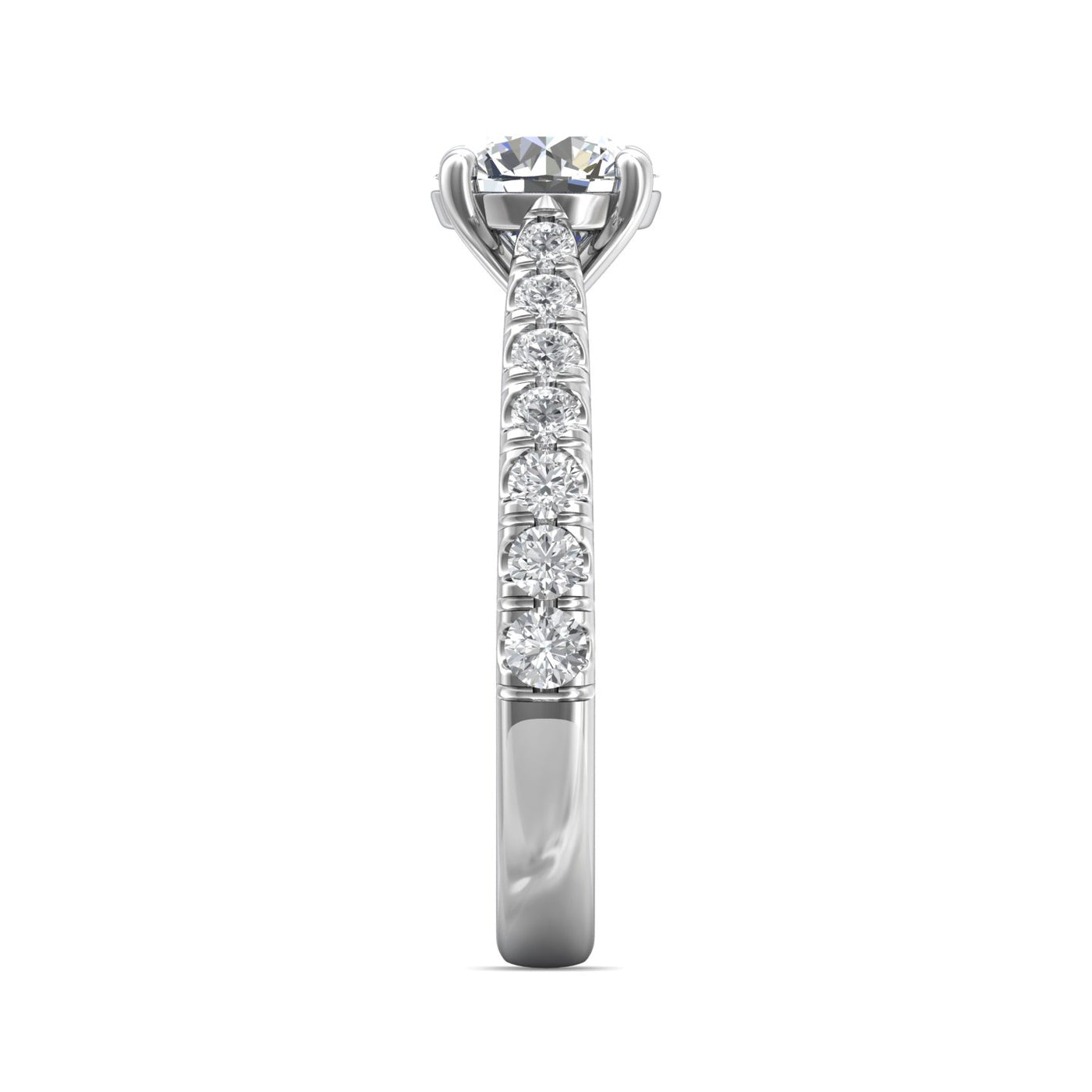 14K White Natural Diamond Semi-Mount Ring that accomodates a 7.00 mm Center