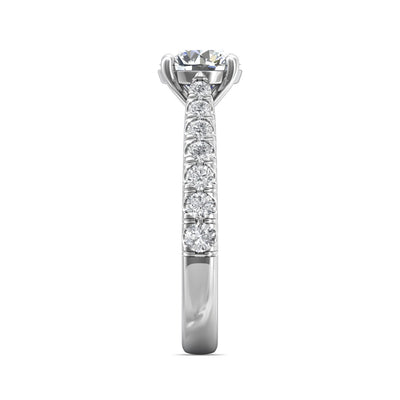 14K White Natural Diamond Semi-Mount Ring that accomodates a 7.00 mm Center