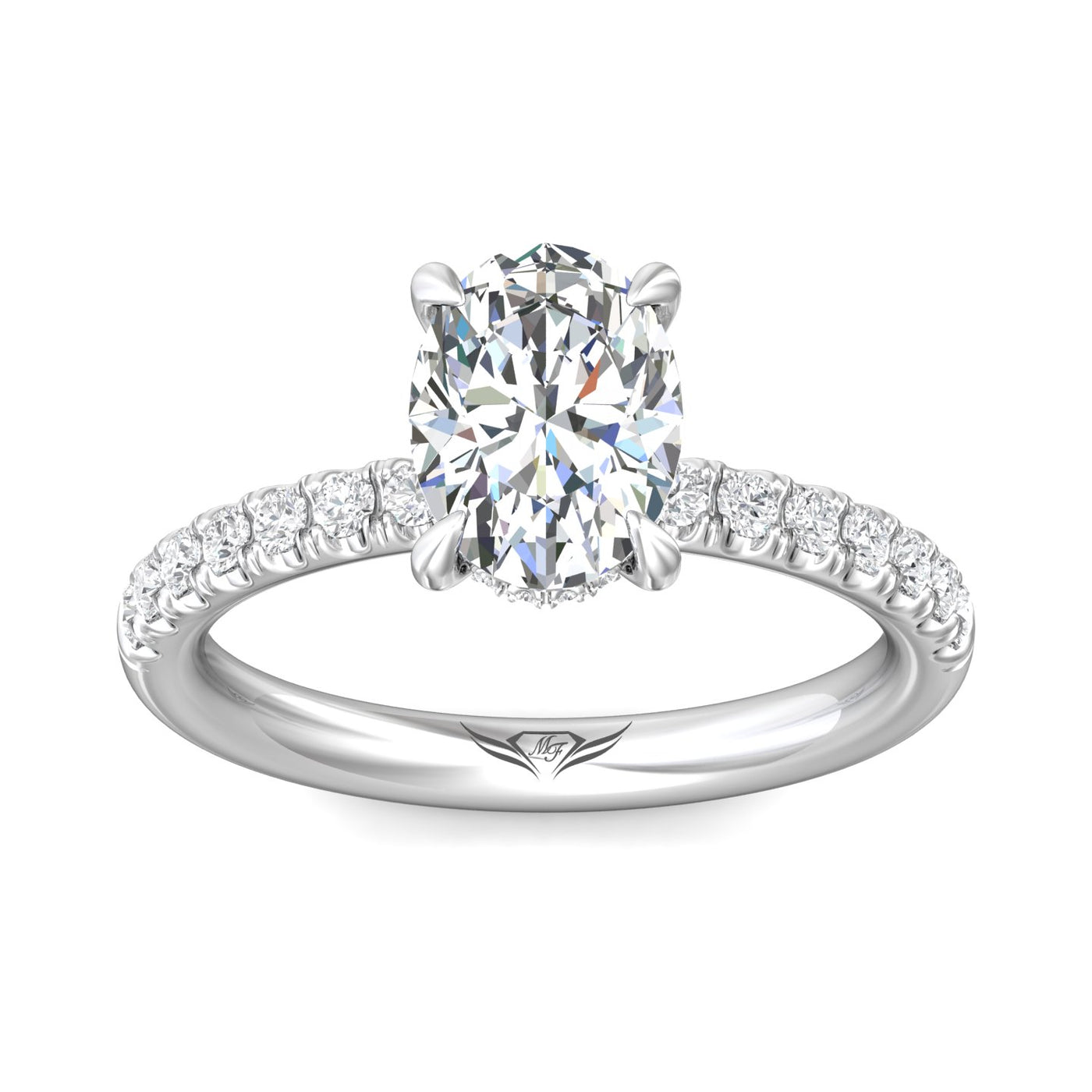 Platinum Oval Natural Diamond Solitaire Engagement Ring