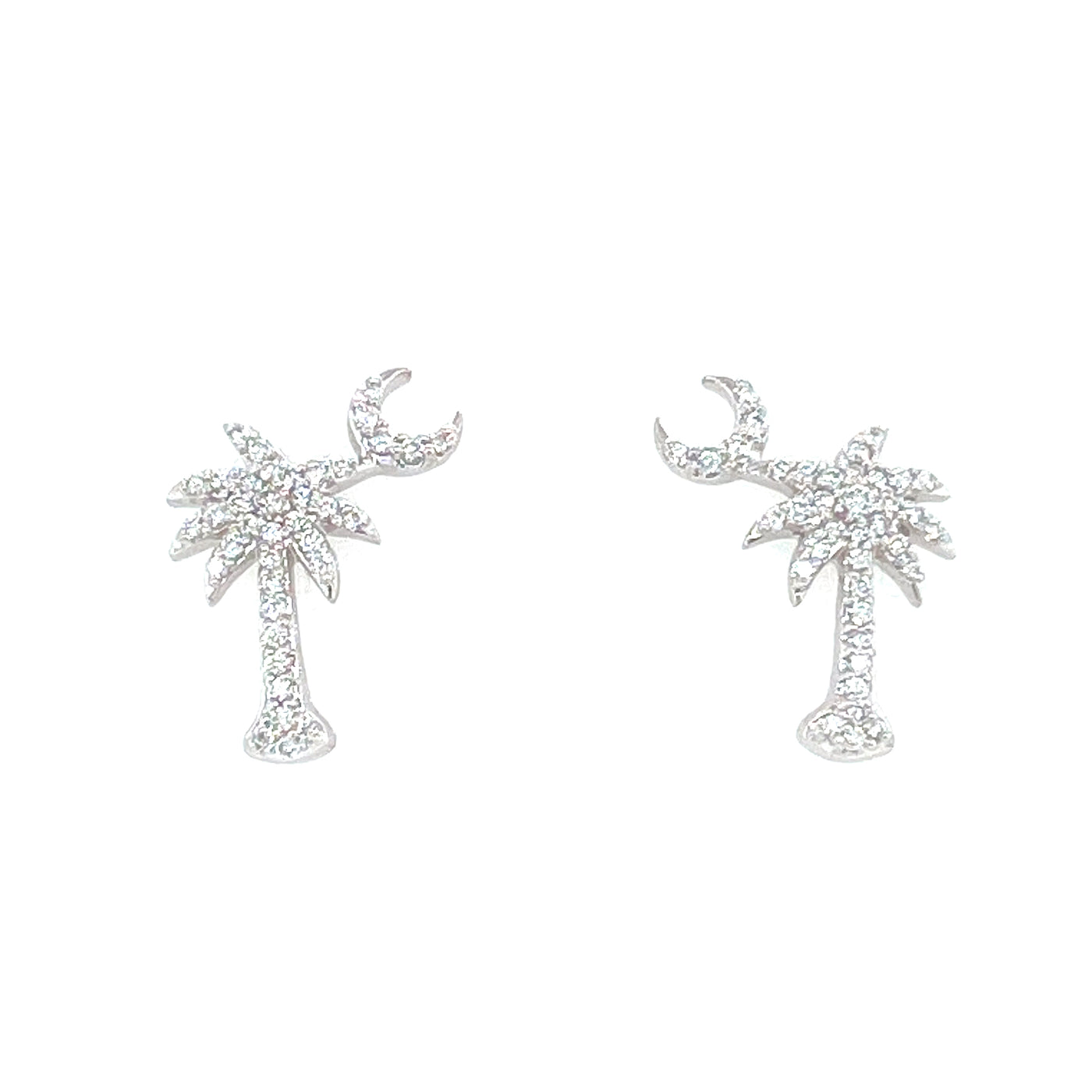 14K White Natural Diamond Stud Earrings