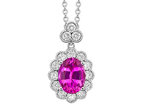 18K White Chrome Tourmaline and Natural Diamond 17 inch Necklace