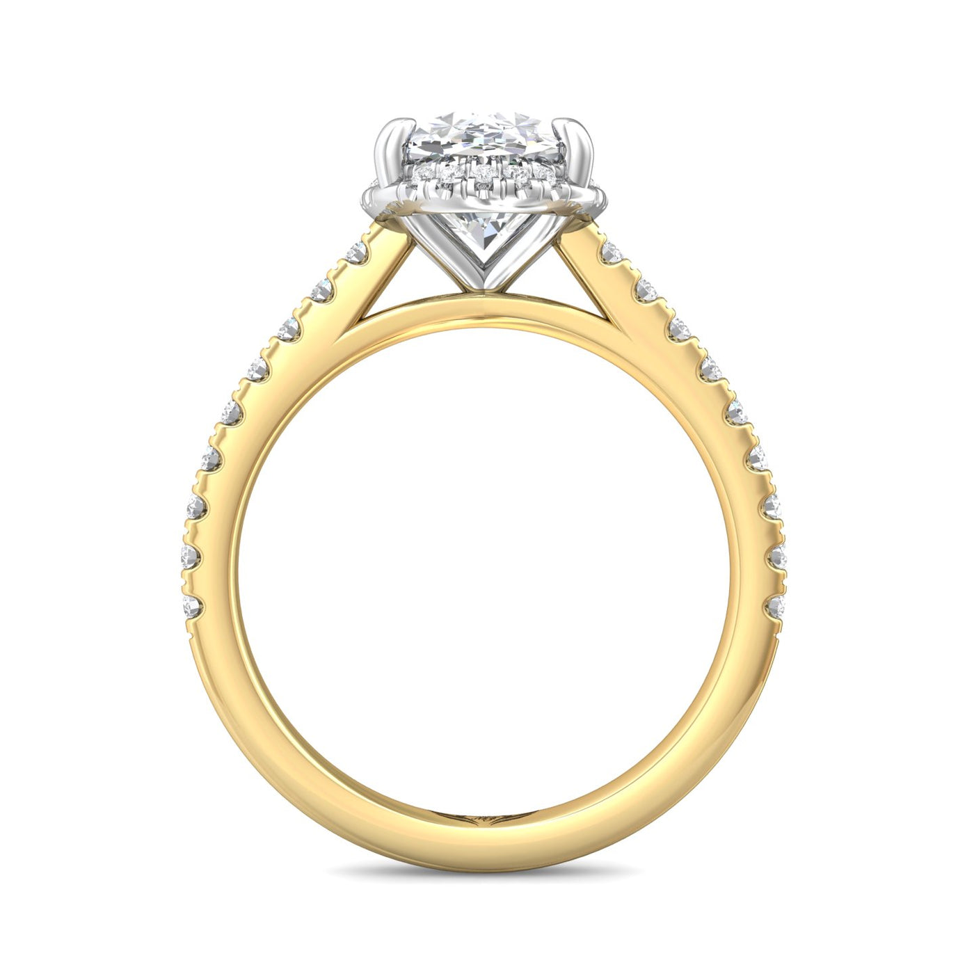 14K Yellow & White Natural Diamond Semi-Mount Ring that accomodates a 9.00 mm Center