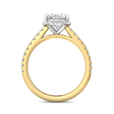 14K Yellow & White Natural Diamond Semi-Mount Ring that accomodates a 9.00 mm Center