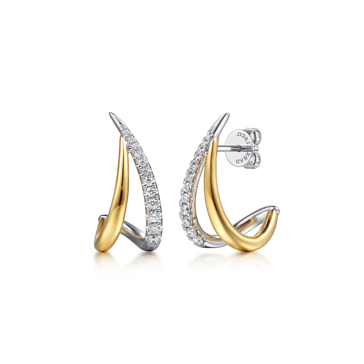 14K Yellow & White Natural Diamond Hoop Earrings