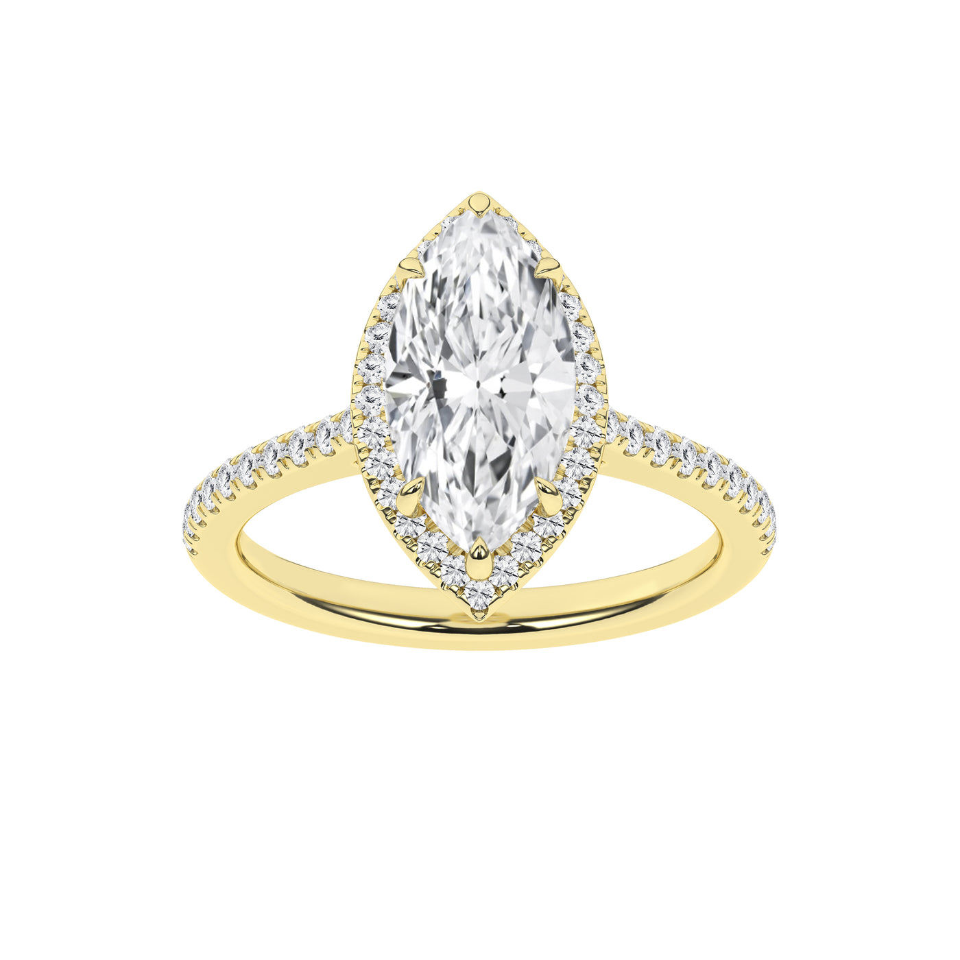 14K Yellow Marquise Lab Grown Diamond Halo Engagement Ring