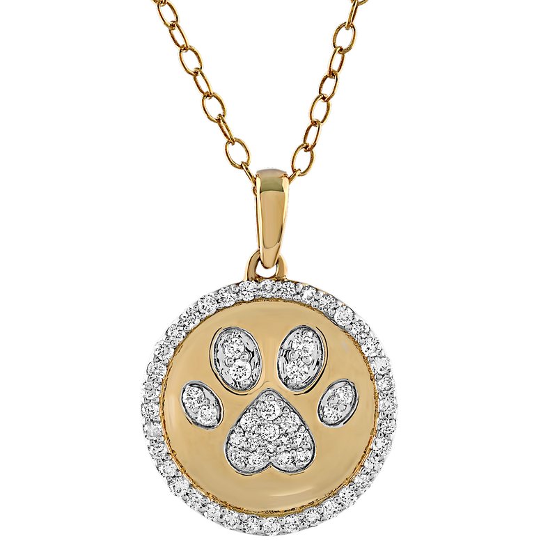 14K Yellow & White Natural Diamond Cat Pendant