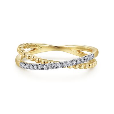 14K Yellow Stackable Natural Diamond Ring Size 6.5