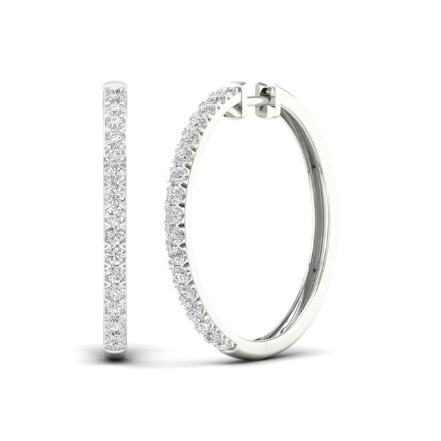 14K White Lab Grown Diamond Hoop Earrings