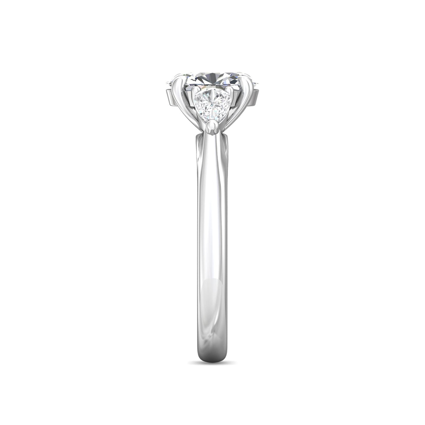 14K White Natural Diamond Semi-Mount Ring that accomodates a 8.00 x 6.00 Center