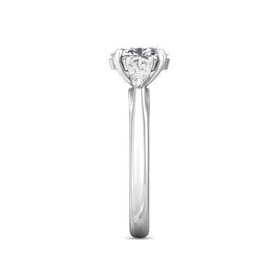 14K White Natural Diamond Semi-Mount Ring that accomodates a 8.00 x 6.00 Center