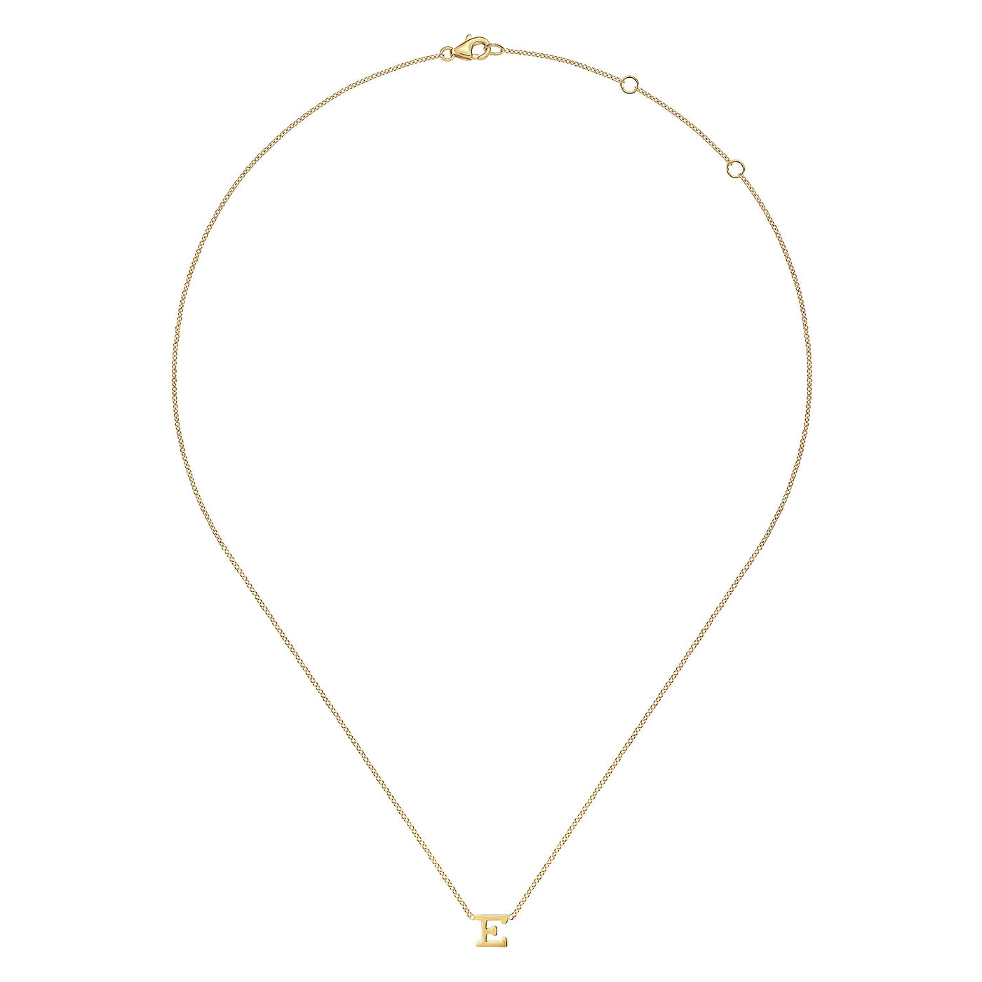 14K Yellow Letter "E" Necklace 17.5 inch