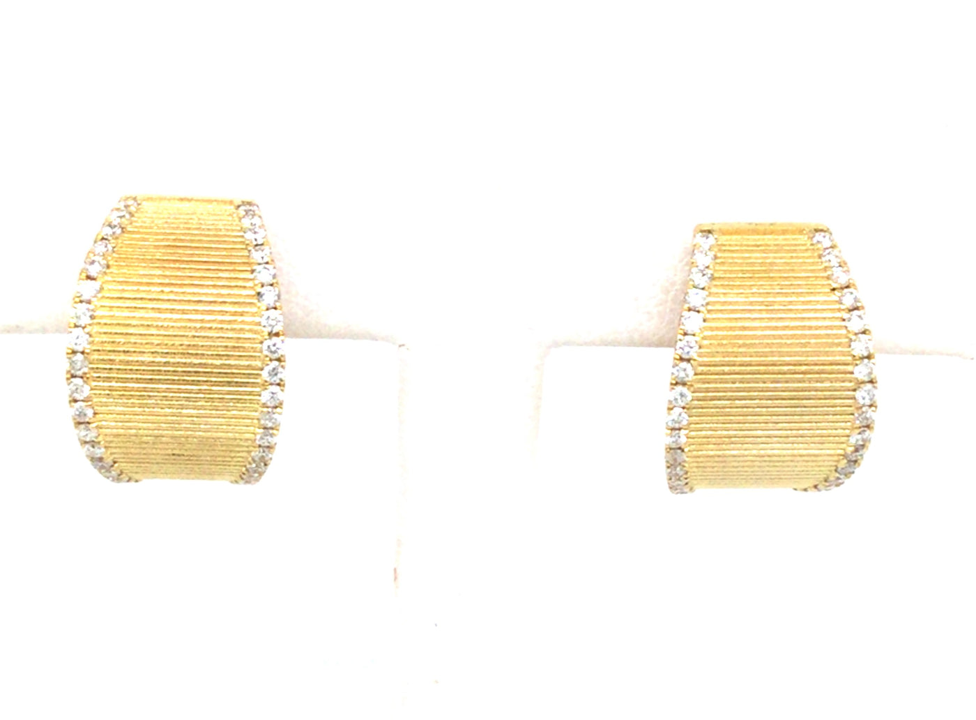 14K Yellow Natural Diamond Hoop Earrings