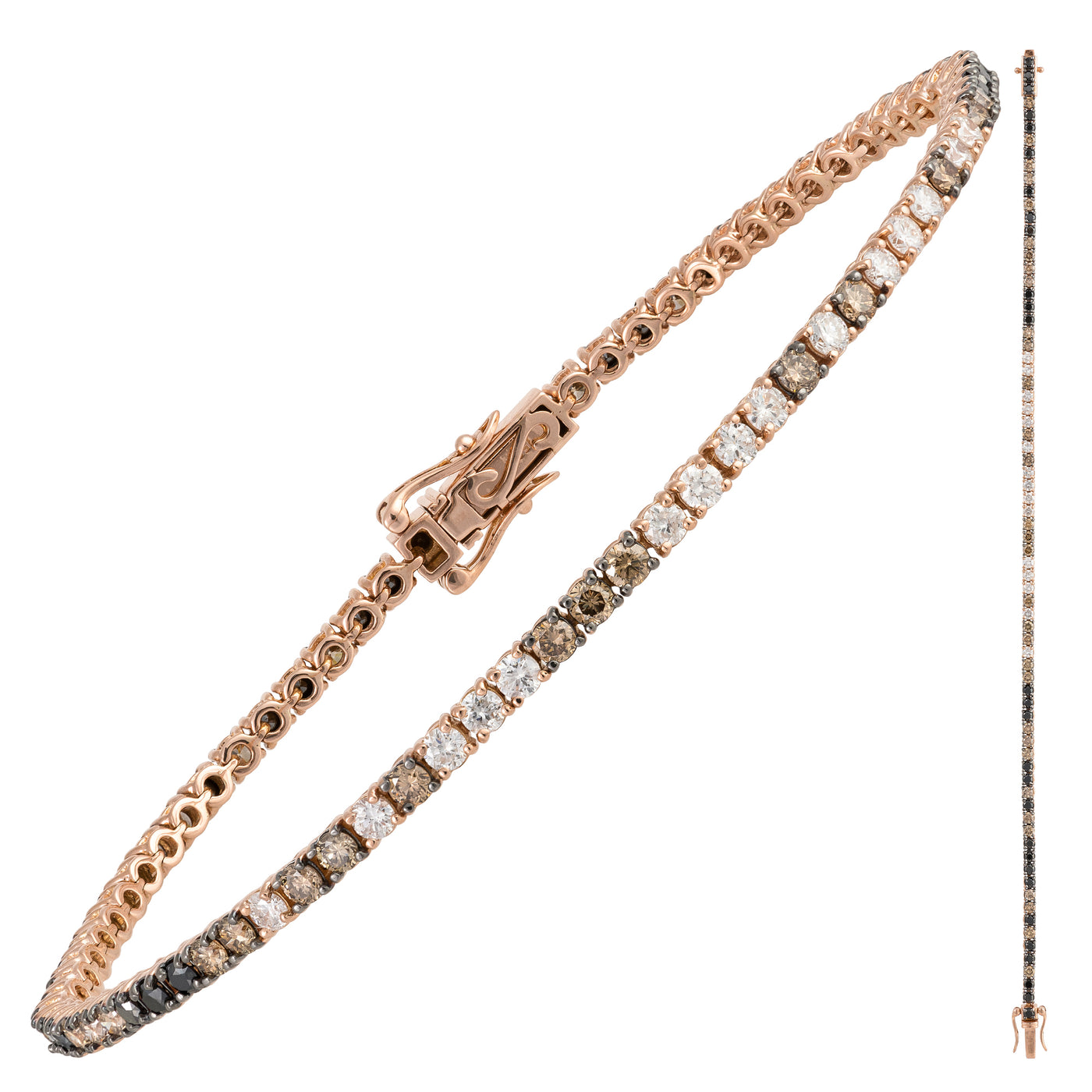 18K Rose Natural Diamond Tennis Bracelet