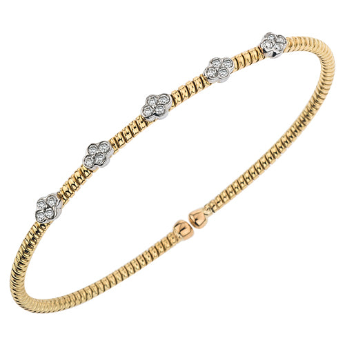 18K Yellow & White Natural Diamond Cuff Bracelet