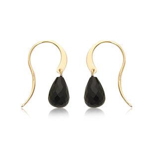 14K Yellow Black Onyx Earrings