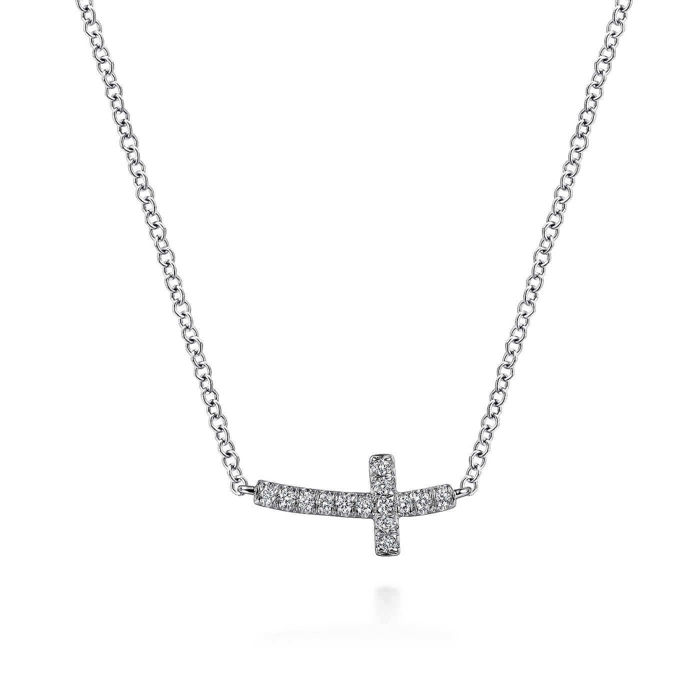 14K White Natural Diamond 17 inch Necklace