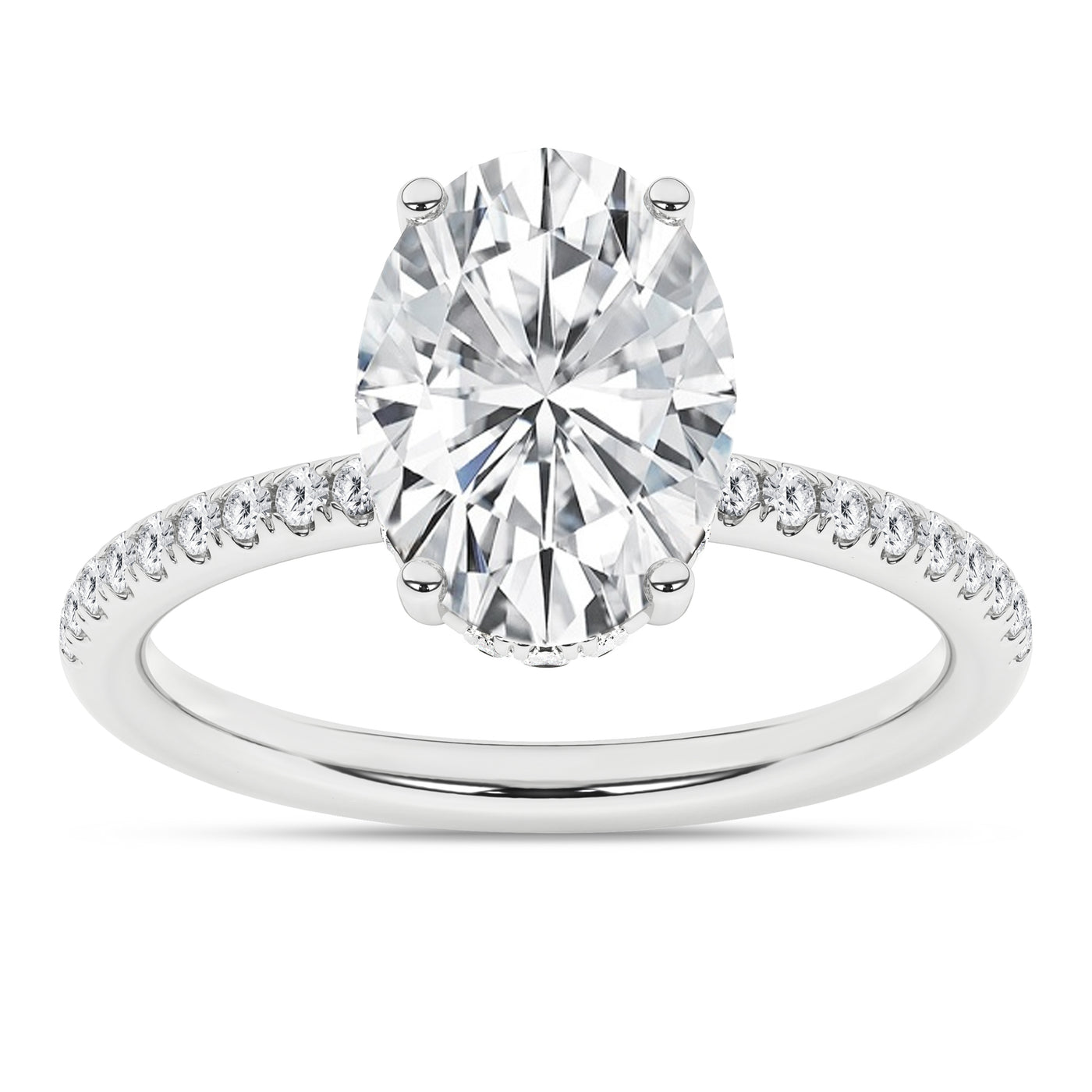 14K White Oval Lab Grown Diamond Solitaire Engagement Ring