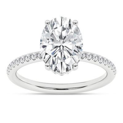 14K White Oval Lab Grown Diamond Solitaire Engagement Ring