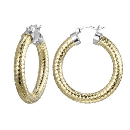 Sterling/14K Gold Finish Hoop Earrings 35 mm