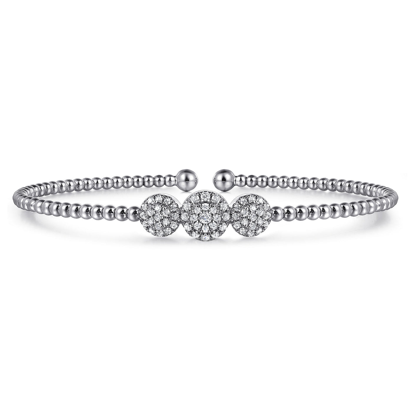 14K White Natural Diamond Bangle Bracelet