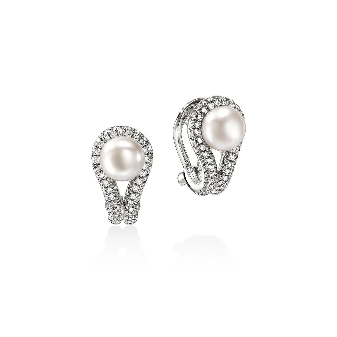 Sterling Silver 6 mm Fresh Water Pearl and Natural Diamond Surf Collection Earrings