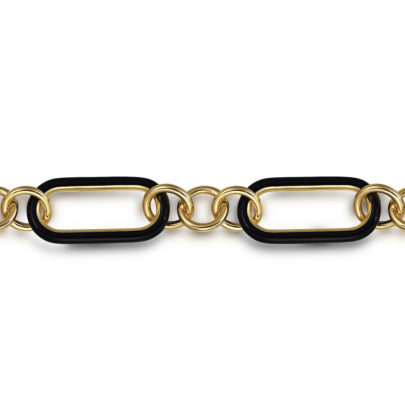 14K Yellow Open Link Black Enamel Bracelet