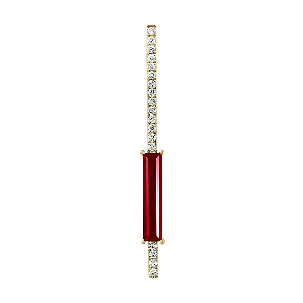 14K Yellow Chatham Ruby and Lab Grown Diamond Pendant