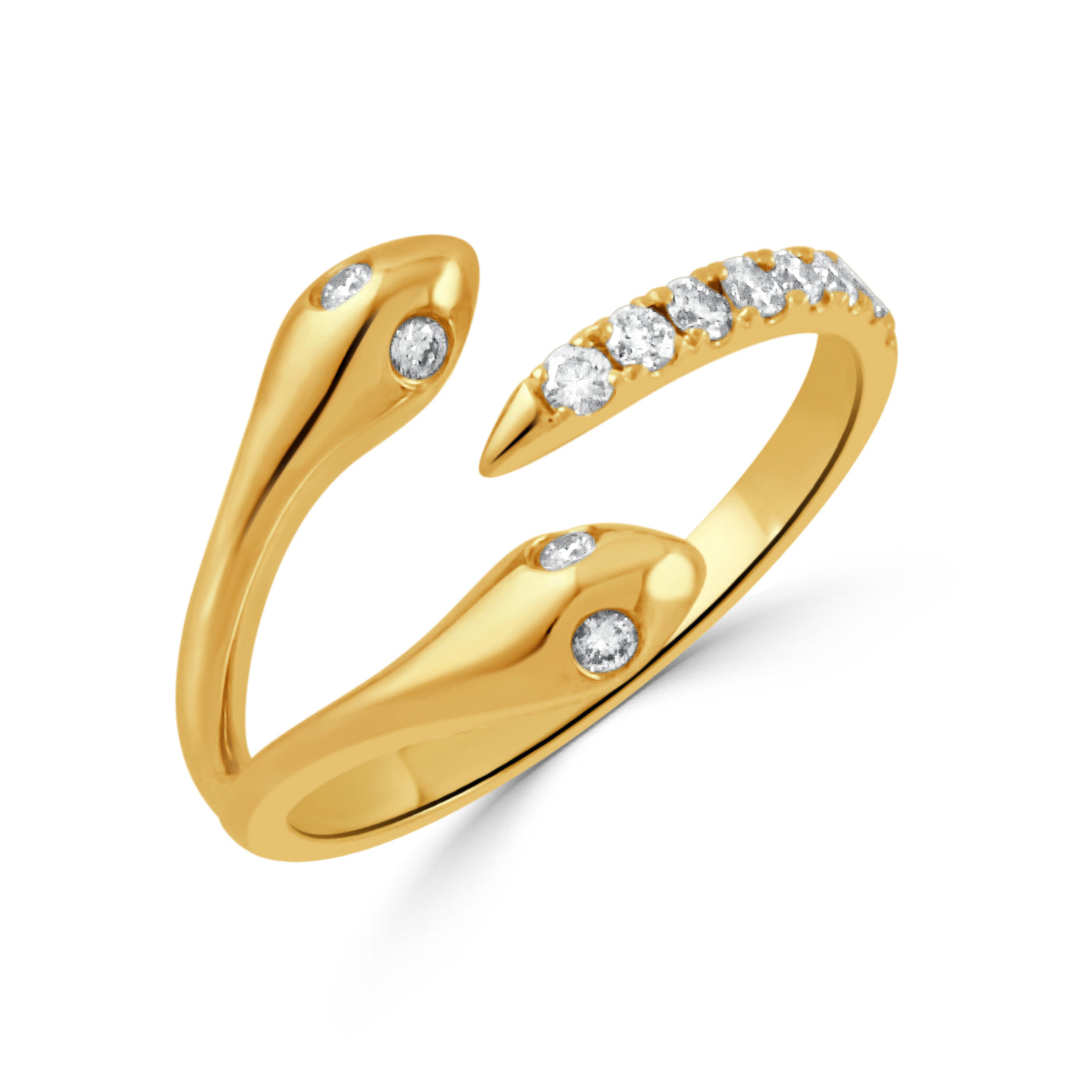 18K Yellow Serpent Natural Diamond Ring Size 6.5