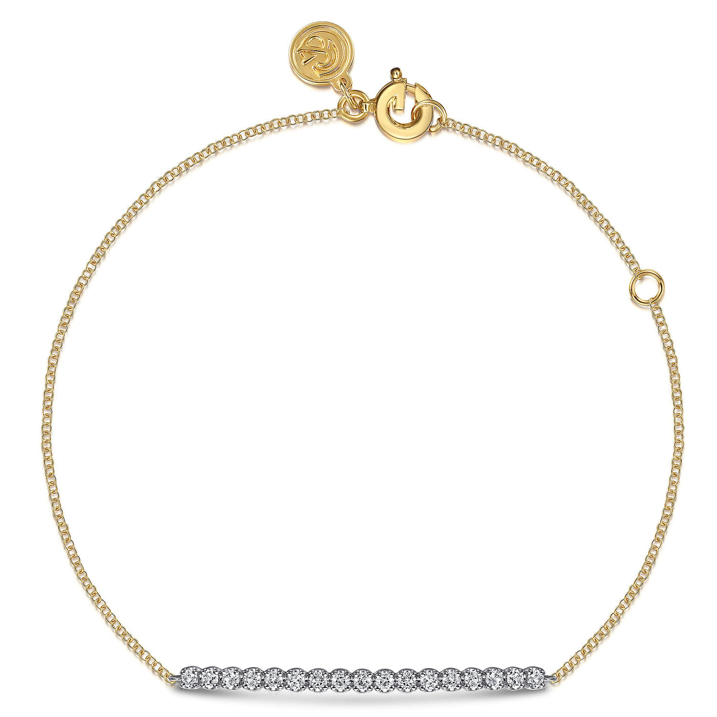 14K Yellow & White Sapphire Bar Bracelet