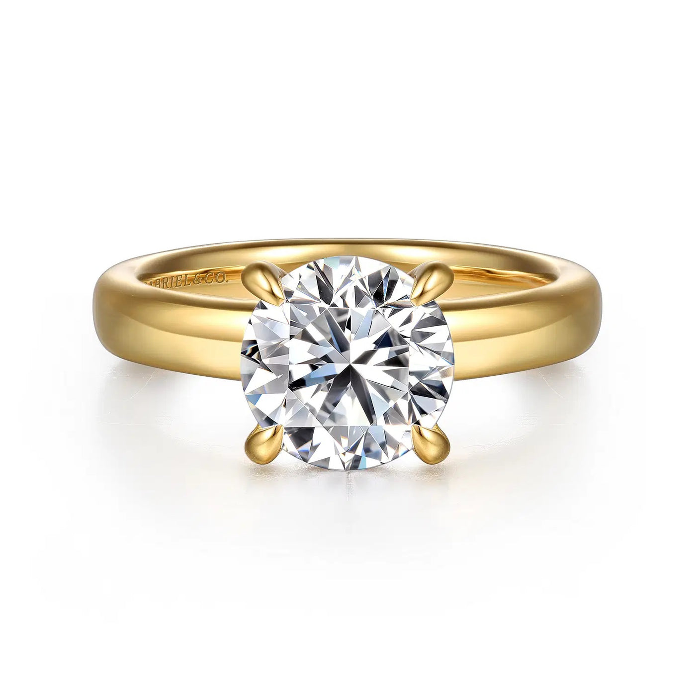 14K Yellow Natural Diamond Semi-Mount Ring that accomodates a 8.00 mm Center