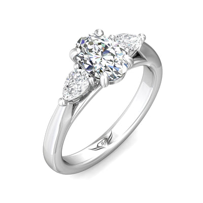14K White Natural Diamond Semi-Mount Ring that accomodates a 8.00 x 6.00 Center