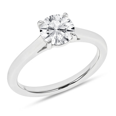 14K White Round Brilliant Cut Lab Grown Diamond Solitaire Engagement Ring